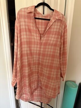 Skin Pink Plaid light flannel night Shirt